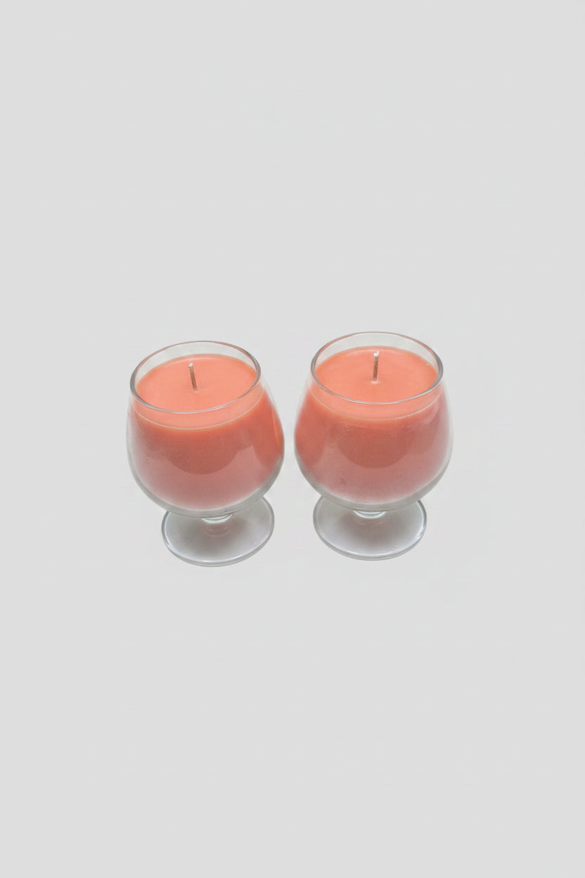 PEACH MANGO Candles in Wine Glasses