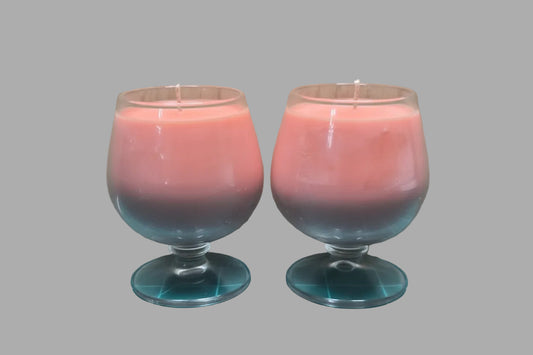 PEACH MANGO Candles in Wine Glasses